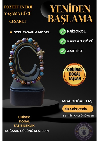 Yeniden Başlama Bilekliği Doğal Taşlar Kaplan Gözü Taşı - Krizokol Taşı - Ametist Taşı Karışık Renk Karışık Renk Yeniden Başlama Bilekliği Doğal Taşlar Kaplan Gözü Taşı - Krizokol Taşı - Ametist Taşı Karışık Renk Karışık Renk