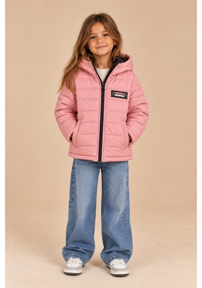 Alexandergardi Puffer Kapüşonlu Unisex Çocuk Şişme Mont Pudra