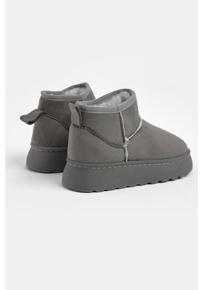Tonny Black Kalın Poli Taban İçi Kürklü Süet Görünümlü Çocuk Unisex Gri Günlük Bot Tbsz015 Gri