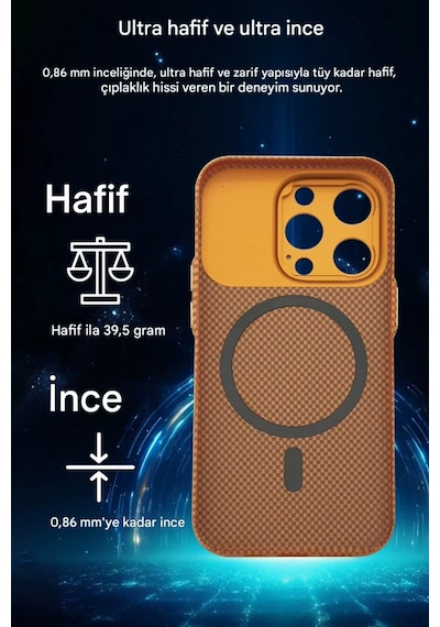 W8 Oled Dokunmatik Akıllı Ekranlı Apple Uyumlu iPhone 14 Pro Max İnce Karbon Cep Telefonu Kılıfı