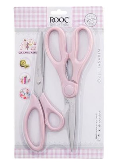 Premium Serisi Ergonomik Saplı Çelik 2'li Mutfak Makası Pembe