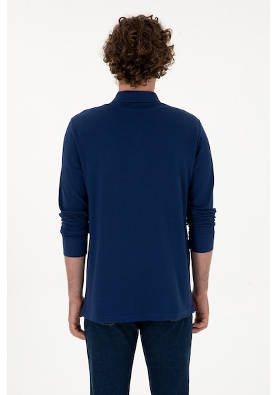 U.S. Polo Assn. Erkek Regular Fit Polo Yaka İndigo Basic Sweatshirt 50315941-VR028