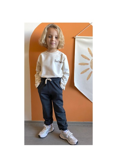 Heyadventure Erkek / Kız Çocuk Cepli Jogger Eşofman Altı Paçası Lastikli Füme Füme