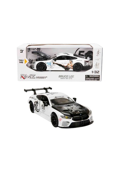 1:32 Sesli Ve Işıklı Rmz Hobby Bruce Lee Serisi Die Cast Çek Bırak Model Araba - Beyaz Bmw M8 Gte Be