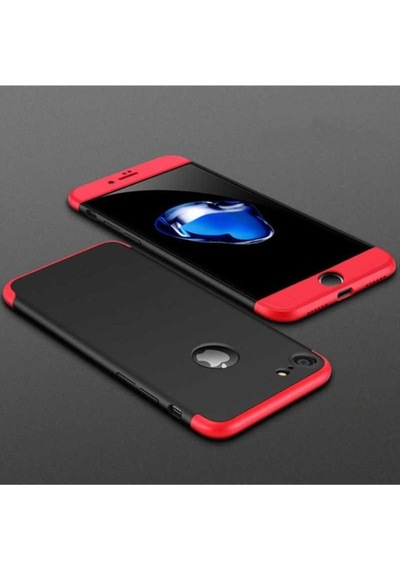 Apple Uyumlu iPhone 7 Kılıf Zore Ays Kapak Siyah-Kırmızı