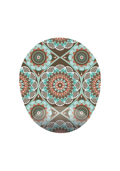 Kahverengi Ve Yeşil Desenli - Bilek Destekli Oval - Desenli Mouse Pad Mousepad