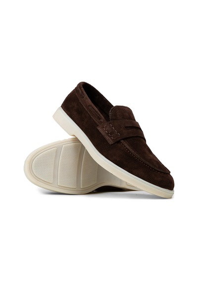 Deery Erkek Hakiki Süet Kahverengi Loafer - 02028mkhvc01 Kahverengi
