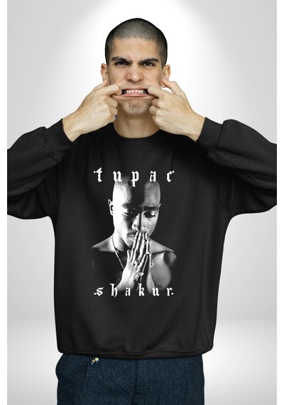 Tupac Shakur Şarkıcı Unisex Siyah Sweatshirt Siyah