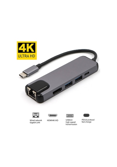Wozlo Apple Uyumlu MacBook Pro 4K Hdmi Usb 3.0 Gigabit Ethernet Bağlantı Kablosu