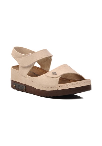 Bej Kadın Düz Sandalet 07-109rr Z Bej