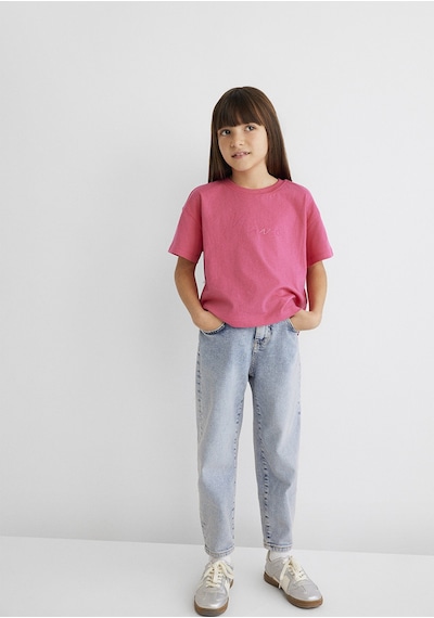 Mavi - Mavi Logo Baskılı Pembe Crop Tişört 7610181-71111 Pembe