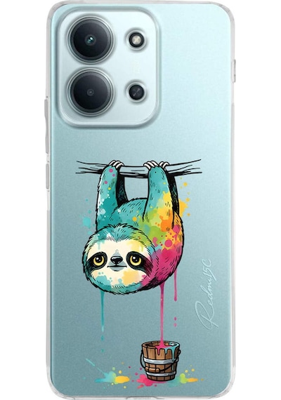 Xiaomi Redmi 15c 4g İle Uyumlu Splash Tembel Hayvan Tasarımlı Şeffaf Silikon Kılıf Şeffaf