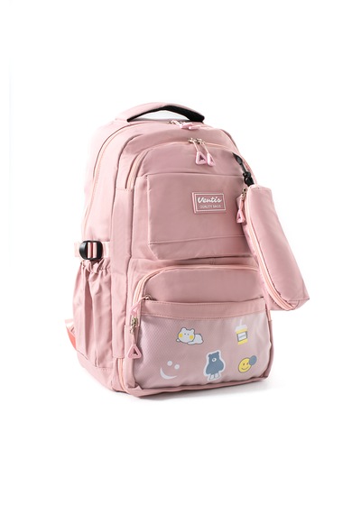 Ventis Qualty Okul Çantası Su Geçirmez Klinkır Kumaş Unisex Sırt Çantası Model 7d Pembe