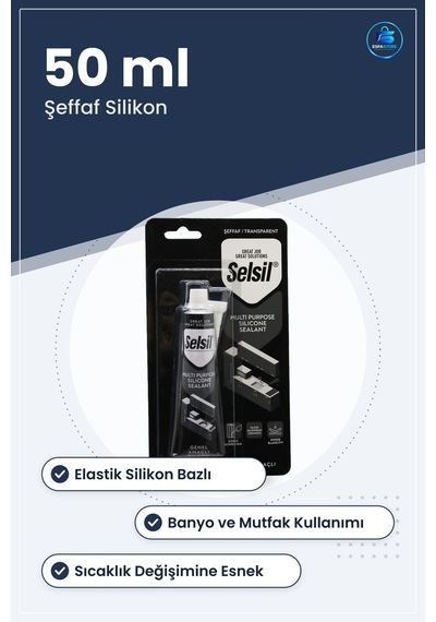 Şeffaf Genel Amaçlı Tüp Silikon 50ml Banyo Mutfak Pencere Sızdırm
