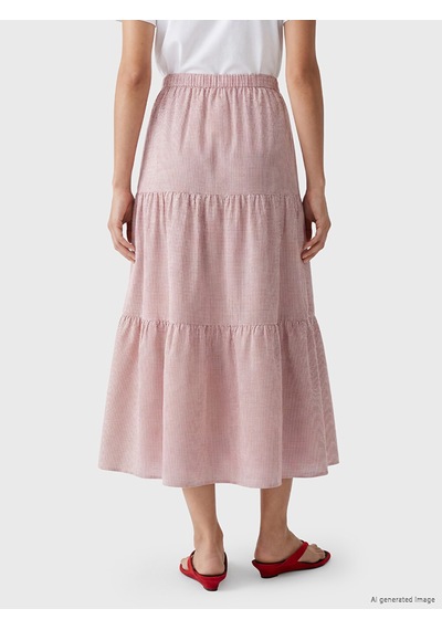 Lcwaıkıkı Classic Pembe Beli Lastikli Ekose Katkat Etek