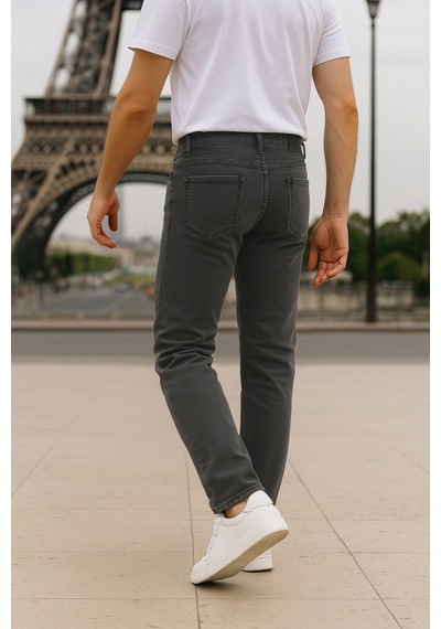 Cedy Denim Regular Fit Jean Martin Yüksek Bel Standart Kesim Esnek Kot Pantolon C336 Gri