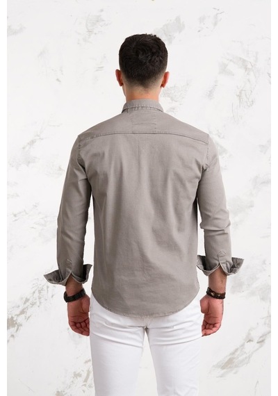 Regular Fit Çift Cepli Renkli Erkek Pamuklu Kot Gömlek