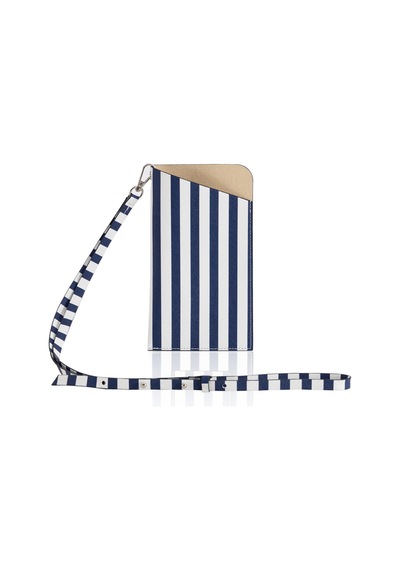 The Mia Telefon Çantası Stripe Mavi Beyaz 21 Cm Renkli