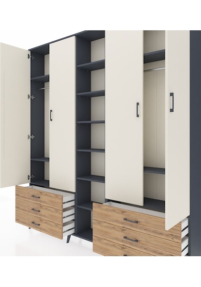 Arges Dolap 13 Raflı 6 Çekmeceli 2 Askılı 220x30x243 Antrasit-aytaşı/çam Aytası/atlas Çam Arges Dolap 13 Raflı 6 Çekmeceli 2 Askılı 220x30x243 Antrasit-aytaşı/çam Aytası/atlas Çam
