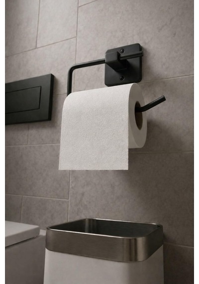 Kare Yapışkanlı Açık Tuvalet Kağıtlığı Wc Kağıtlık Tutucu Siyah Ks-001 Diğer