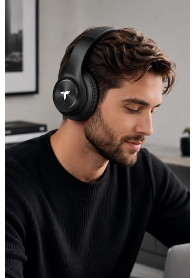 Bluetooth Kulaklık Kulak Üstü Kablosuz Stereo Kulaklık P68 Siyah