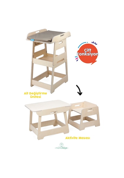 Bebek Alt Değiştirme Kulesi Baby Changing Tower Natural