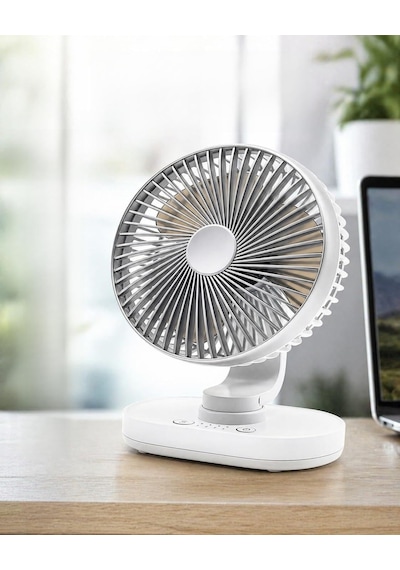 Masaüstü Vantilatör 120 Otomatik Döner Başlık 4 Kademeli Hız Sessiz Mini Fan, Taşınabilir, Uzun Süre Kullan