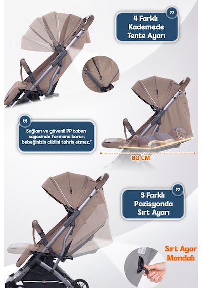 Prego Lotus Pro Kabin Boy Bebek Arabası - Tek Elle Katlanır -Hafif -UV Tenteli - Yağmurluk-Ayak Örtüsü-Kılıf