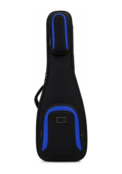 Profesyonel Kalın Elektro Gitar Kılıfı-çantası - Siyah - Mavi 1900 Denye Lüx Kumaş - %100 Su Geçirmez