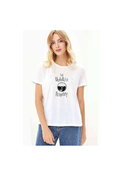 The Umbrella Academy Logo&Yazi Baskılı Beyaz Kadın Tshirt (534649572)