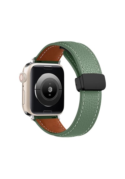 Newface Apple Watch 38mm Kr414 Daks Deri Kordon - Koyu Yeşil Diğer