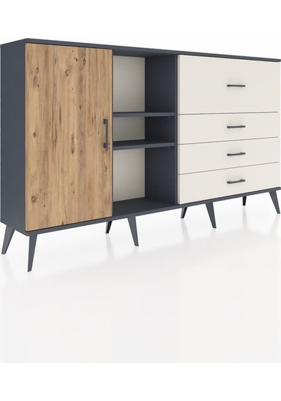 Arges Konsol 4 Raflı 4 Çekmeceli Tek Kapaklı 176x30x99 Antrasit-çam/aytaşı Atlas Çam/aytası - Antrasıt Arges Konsol 4 Raflı 4 Çekmeceli Tek Kapaklı 176x30x99 Antrasit-çam/aytaşı Atlas Çam/aytası - Antrasıt