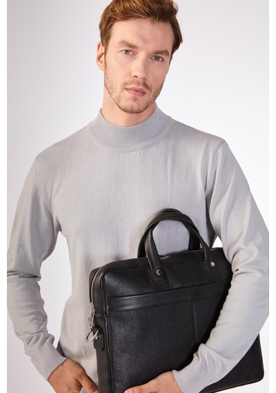 Dufy %100 Pamuk Düz Erkek Triko - Slim Fit Gri