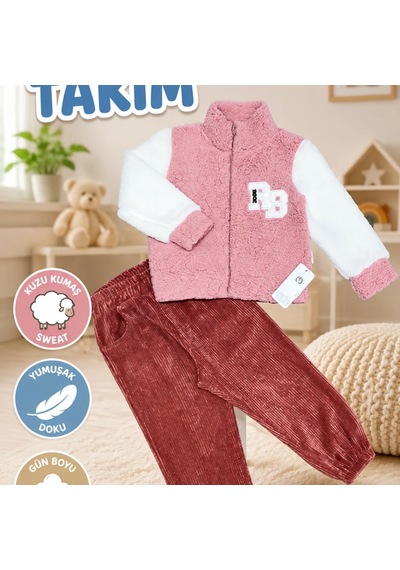 Candar 1-2-3 Yaş Kuzu Kumaş Fermuarlı Sweat Ve Kadife Pantolonlu 2 Li Çocuk Takımı Gülkurusu Candar 1-2-3 Yaş Kuzu Kumaş Fermuarlı Sweat Ve Kadife Pantolonlu 2 Li Çocuk Takımı Gülkurusu
