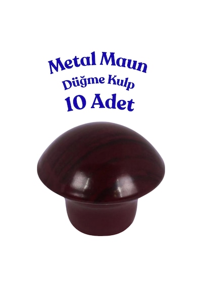 10 Adet Metal Yuvarlak Ahşap Desen Düğme Kulp - Çocuk Odası, Mutfak Dolap İçin Modern Çekmece Kulbu Maun Maun