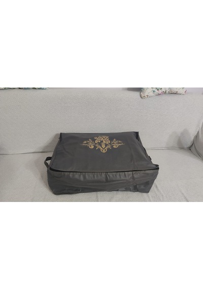 4 Lu Desenli Baza Altı Çekyat Hurç 60 40 22 Cm Antrasit