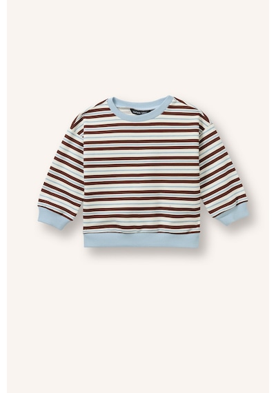 Defacto %100 Pamuk Regular Fit Bisiklet Yaka Düşük Omuzlu Çizgili Erkek Bebek Sweatshirt I0699a526aubn330 Kahve-bn330