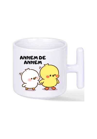 Annem De Annem Kızımda Kızım 2'li Hediye T Kulplu Bardak Beyaz