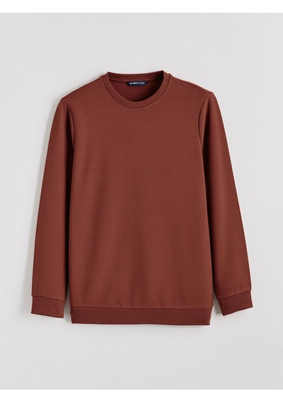 Lcwaıkıkı Classic Kahverengi Bisiklet Yaka Erkek Sweatshirt