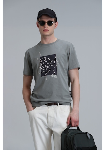 Lufian Nally Modern Grafik T- Shirt Yesil Yeşil 111020205100600 111020205100600 Yeşil