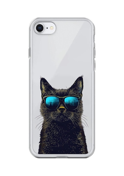 Apple Uyumlu iPhone 7 Şeffaf Kılıf Cool Kedi Tasarımlı