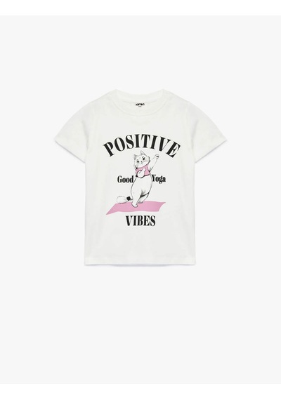 Koton Kedi Baskılı Ekru Kız Çocuk T-shirt 6skg10109ak Ekru