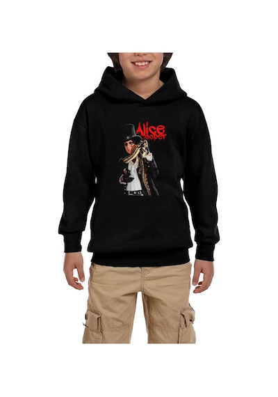 Zepplin Giyim Alice Cooper Snake Siyah Çocuk Kapşonlu Sweatshirt