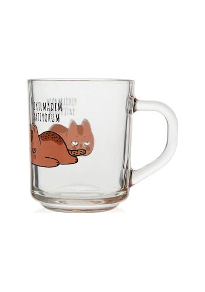 Rengaa Kulplu Desenli Cam Kupa - Asorti - 250 Ml Renkli