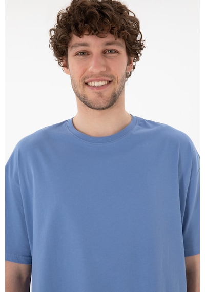 U.S. Polo Assn. Erkek Oversize Fit Bisiklet Yaka Koyu Mavi Tişört 50305859-VR032