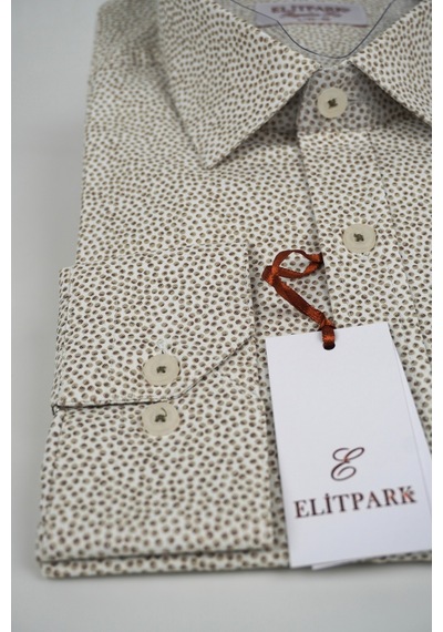 Elitpark River Stones Pamuklu Cepsiz Desenli Regular Fit Açık Yeşil Erkek Gömlek