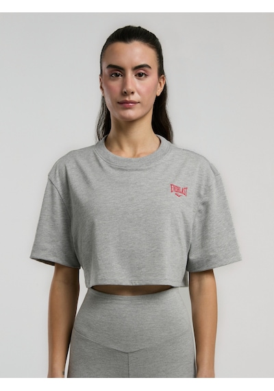 Everlast Ever Essentials Comfort Gri Melanj Kadın Crop Tişört Gri Melanj