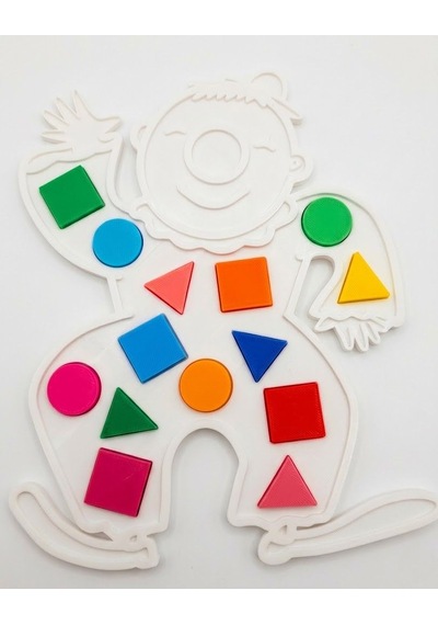 Eğitici Geometrik Şekiller - Renkli Şekil Eşleştirme - Zeka Geliştirici Çocuk Puzzle - Beyaz