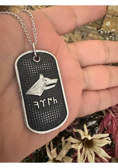 Bozkurt Figürlü Göktürkçe Türk Yazılı Künye Kolye Gümüş Renk Unisex Metal Takı Çok renkli