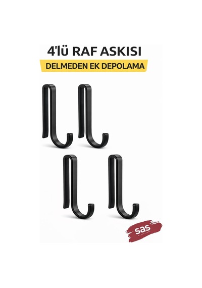 Sas Haus 4 Adet Plastik Askı Metal Banyo Mutfak Rafları Için Siyah Diğer